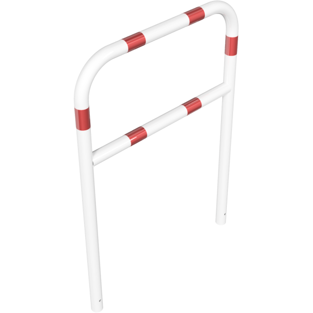Protective bar made of steel tubing |  60 x 2.5 mm | with crossbar | total width: 1000 mm | total height: 1400 mm | hot-dip galvanized and white coatedwith red reflecting stripes